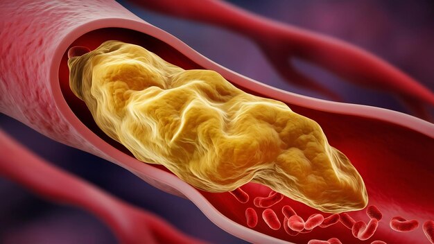 Photo cholesterol plaque in blood vessel