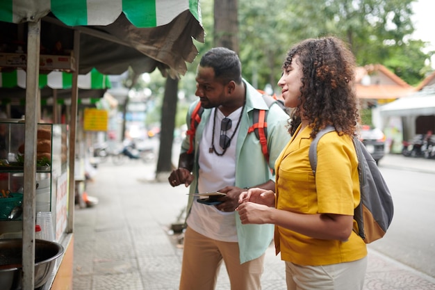 Choosing snack in street food track