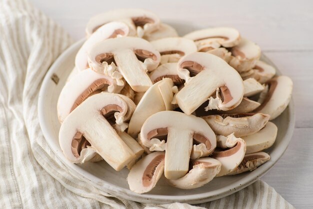 chopped champignons on a plate