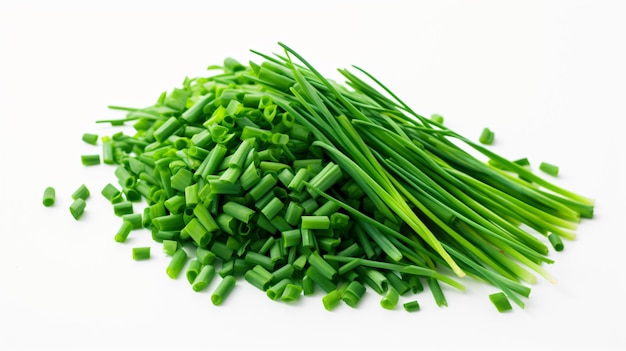 Photo chopped chives green onion isolated on white background