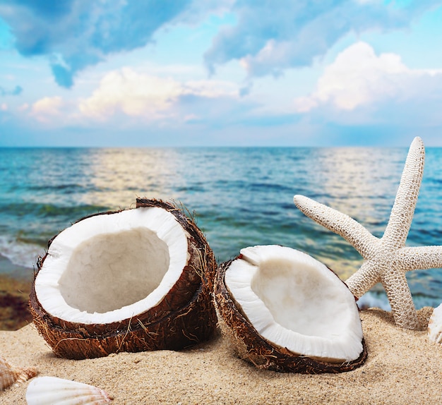 Chopped coconut on sea-beach