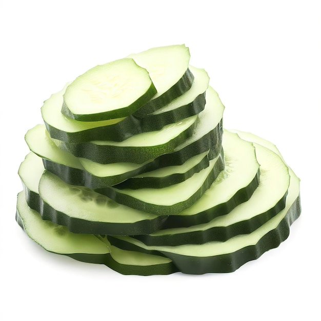 chopped cucumber isolated on white background