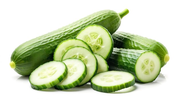 chopped cucumber isolated on white background