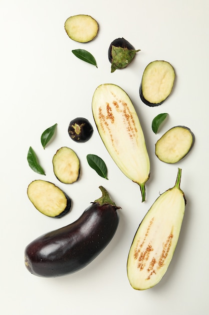 Chopped eggplants and leaves