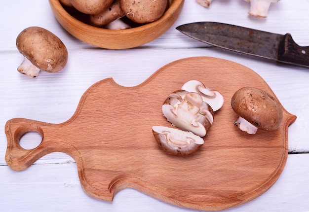 Chopped fresh mushrooms champignons 