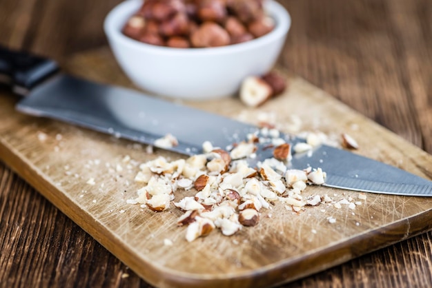 Chopped Hazelnuts selective focus