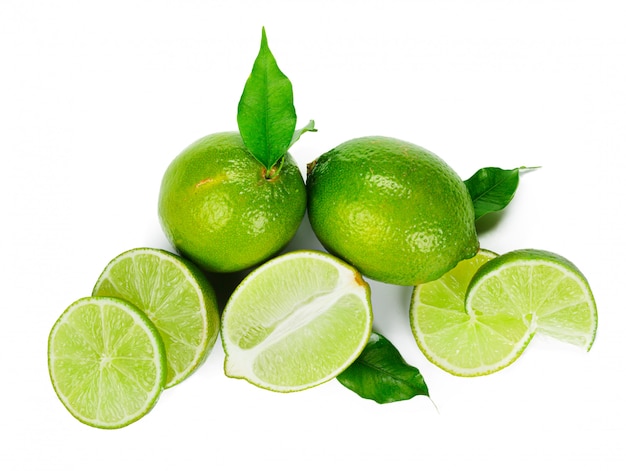 Chopped lime fruit isolated