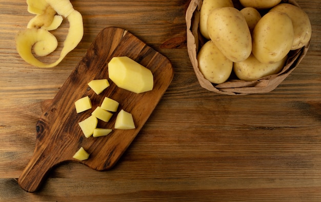 Chopped potatoes top view