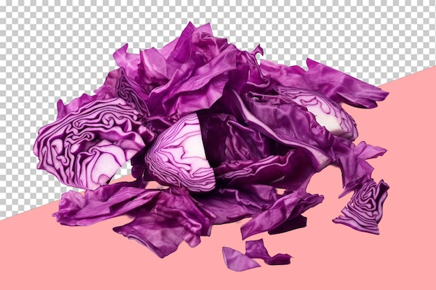 Chopped red cabbage isolated object transparent background