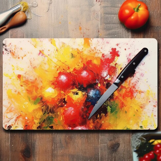 Photo chopping board impressionism art style white backgr