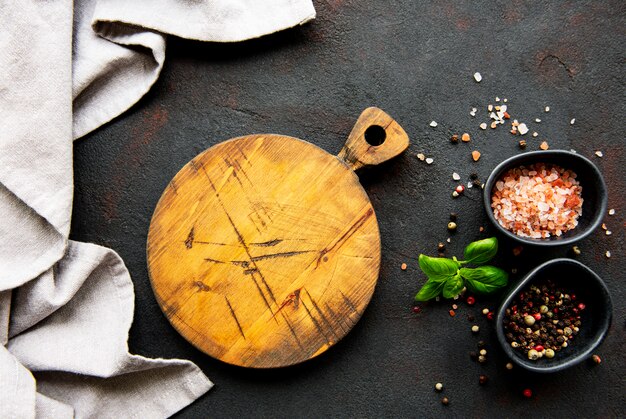 Chopping board and seasonings