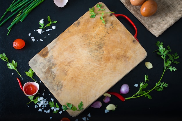 Chopping board with ingredient