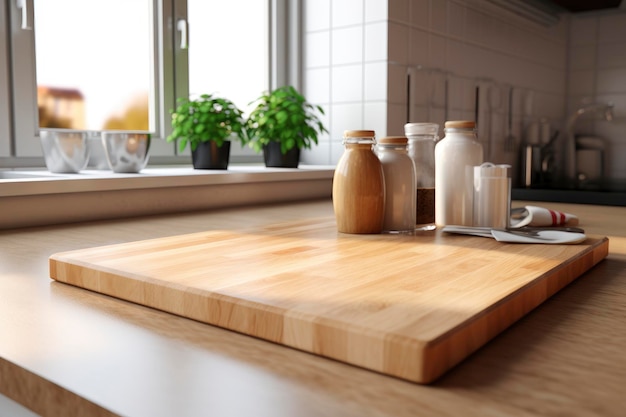 chopping board with kitchen background