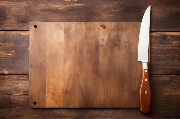 Chopping board on wooden background