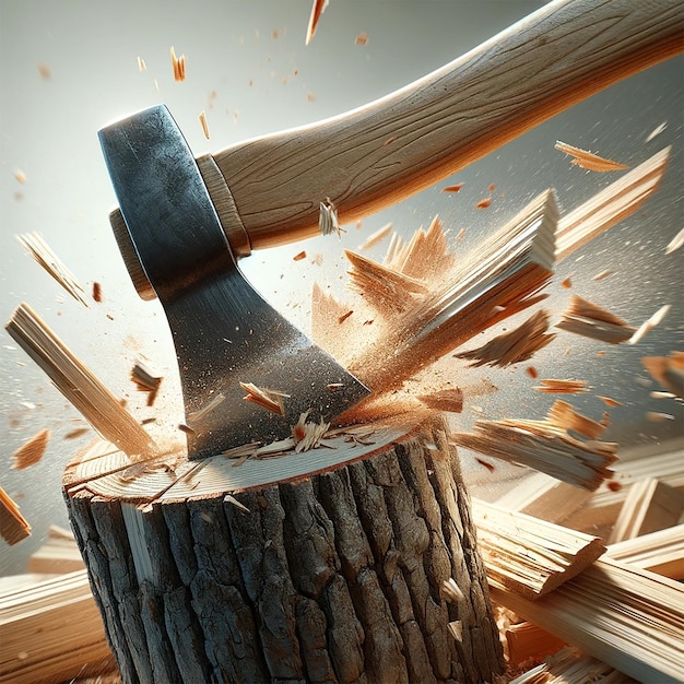 Chopping wood with an axe Epic photo