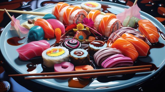 Photo chopstick magic sushi extravaganza