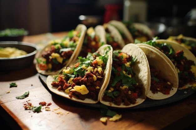 Chorizo Breakfast Tacos with Scrambled Eggs and C