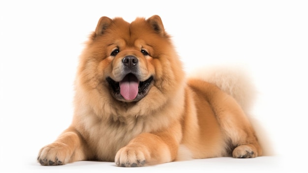 A chow chow dog with a white background