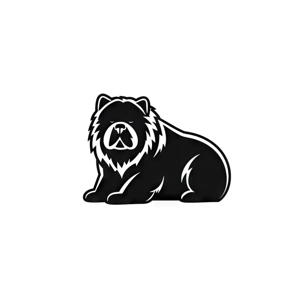 Photo chow chow icon small dog black silhouette puppy pictogram pet outline chihuahua symbol isolated on white background ai generative illustration