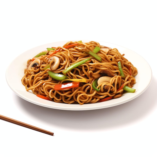 Chow mein noodles Crunchy Chinese noodles white background