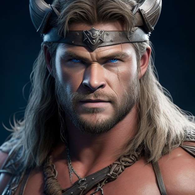 Chris Hemsworth as a barbarian from dungeon