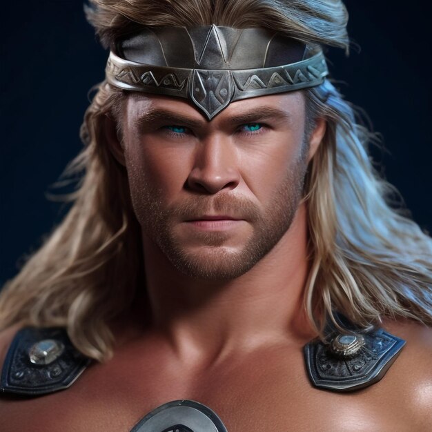 Foto chris hemsworth come un barbaro del dungeon