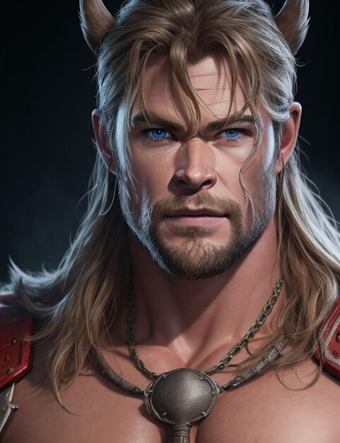 Chris hemsworth as a barbarian from dungeon