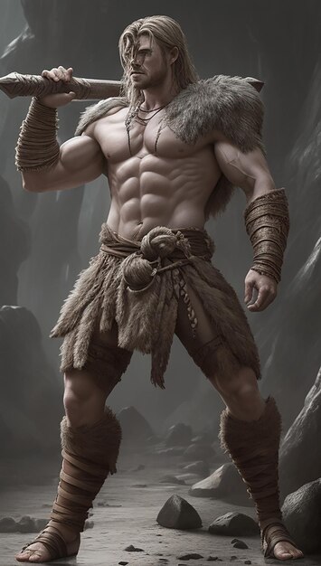 Chris Hemsworth as a barbarian from dungeons and dragonslean muscle ai generated image