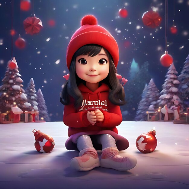 Chrismas girl 3d for new year