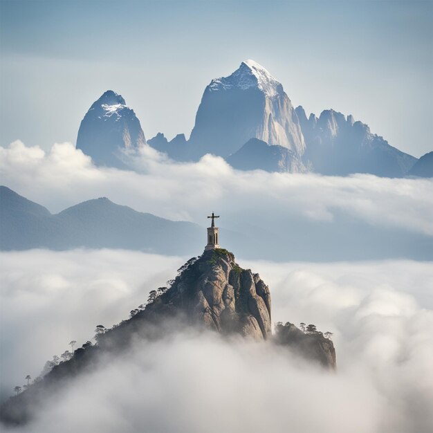 Photo christ the redeemer brazil clouds photography