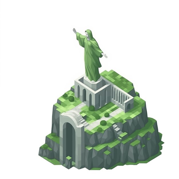 Photo christ the redeemer isometric illustration