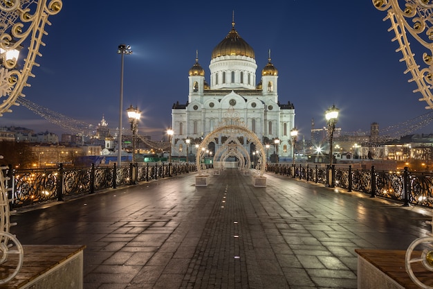 Cattedrale di cristo salvatore al mattino mosca russia