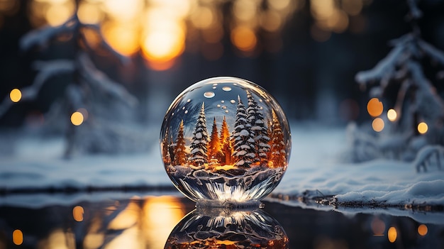 Christbaumkugel in Kristallinen Schnee Fotorealistisch