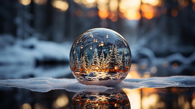 Christbaumkugel in Kristallinen Schnee Fotorealistisch