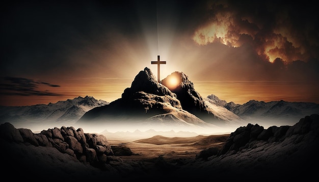 Photo christian background with christian cross symbol, generative ai