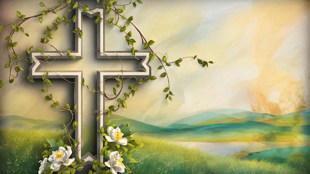 Christian background with Christian cross symbol