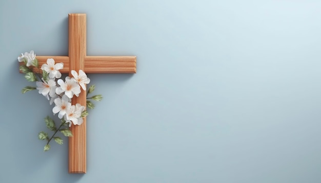 Christian Background With Cross and Flower