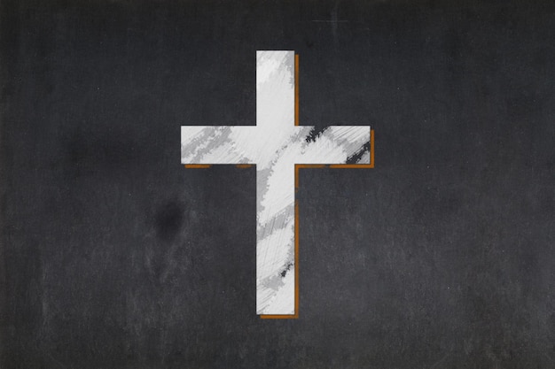 黒板に描かれたキリスト教の十字架
