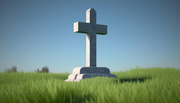 Christian cross on a lawn