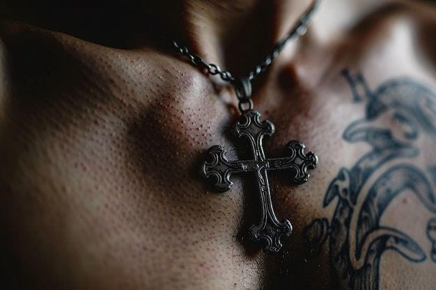 христианский крест на мужской груди