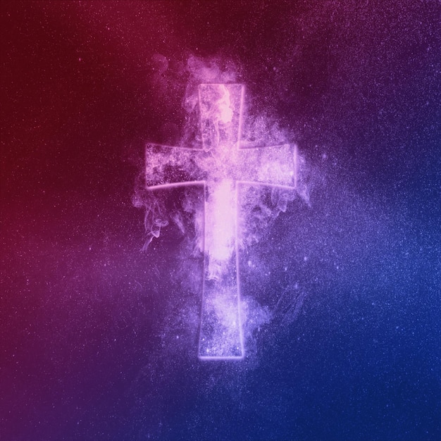 Christian cross symbol Red Blue