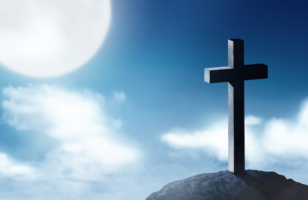 christian cross on the top of the hills