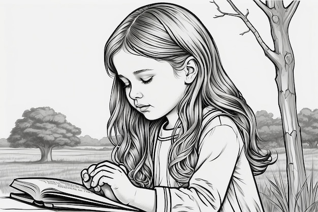 Photo christian girl praying coloring page for kids