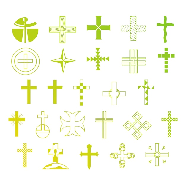 Photo christian icon set items gradient effect photo jpg vector set