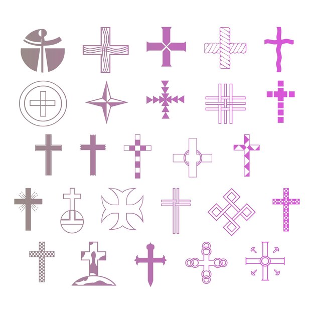 christian icon set items gradient effect photo jpg vector set