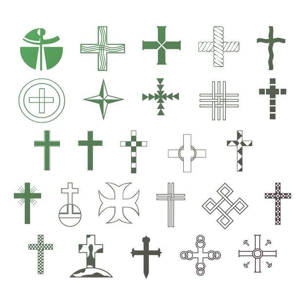 Photo christian icon set items gradient effect photo jpg vector set