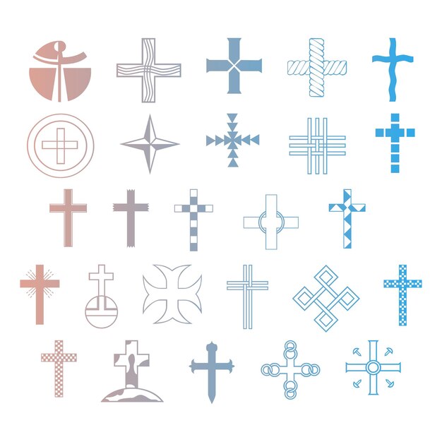 christian icon set items gradient effect photo jpg vector set