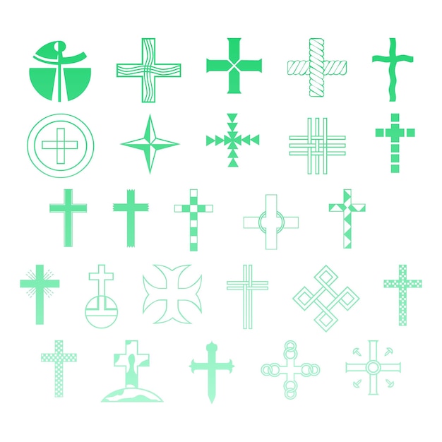 Photo christian icon set items gradient effect photo jpg vector set