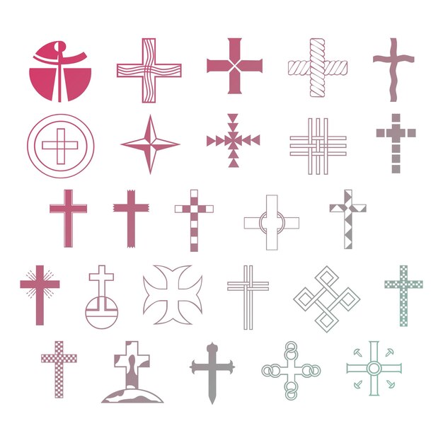 christian icon set items gradient effect photo jpg vector set