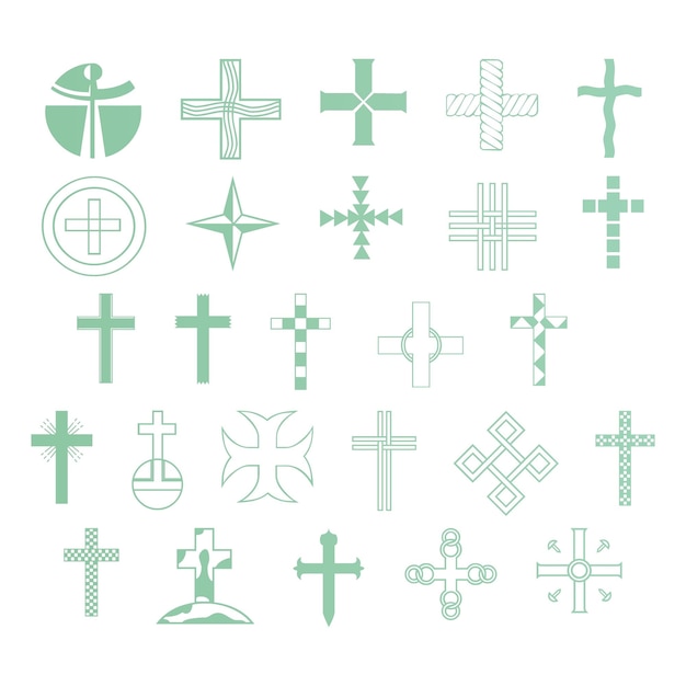 christian icon set items gradient effect photo jpg vector set